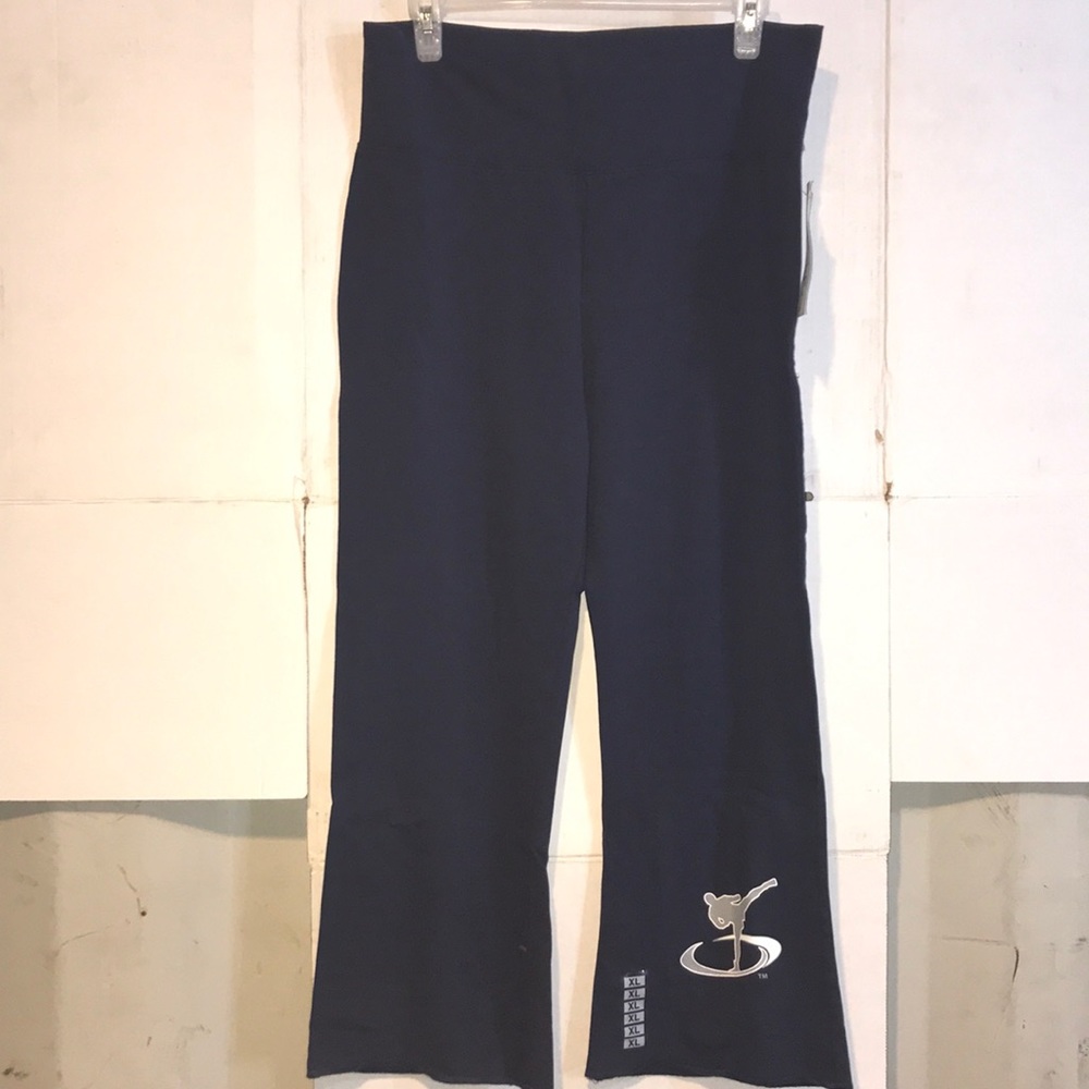 Navy Blue Tae Bo Kicking Man Logo Capri Pants